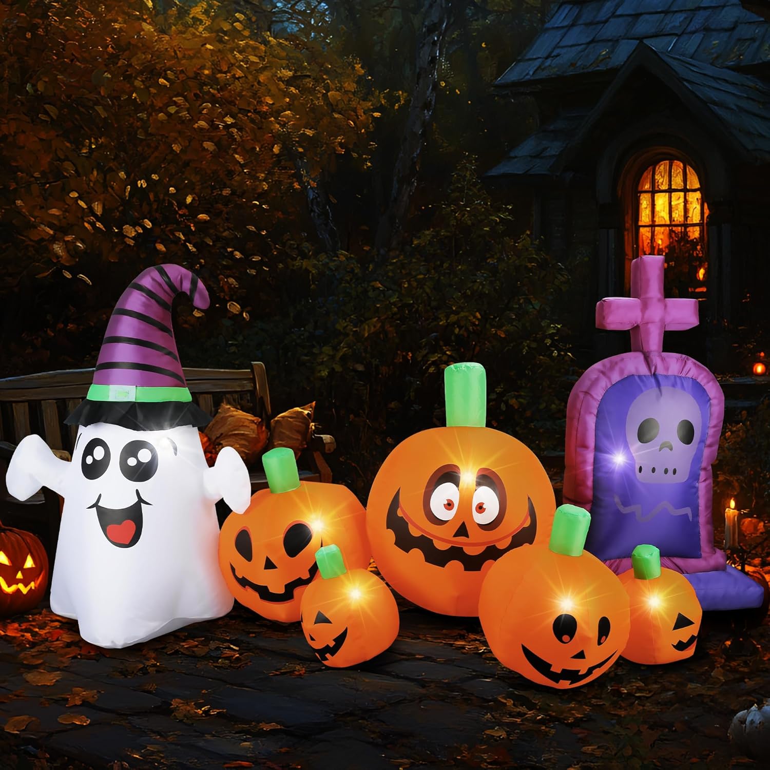 3.6Ft Halloween Inflatables Ghost Pumpkins for Outdoor Fun