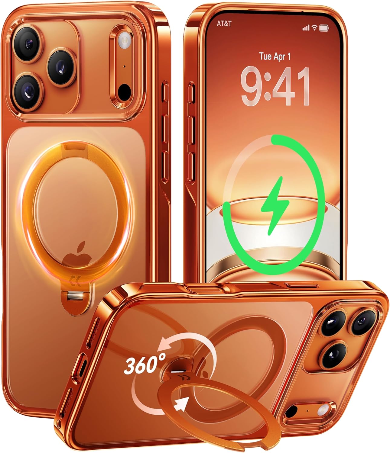 CASEKOO Cosmic Orange iPhone 17 Pro Max Case with 360 Stand