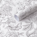 Floral Peel and Stick Wallpaper Grey and White - Removable Boho