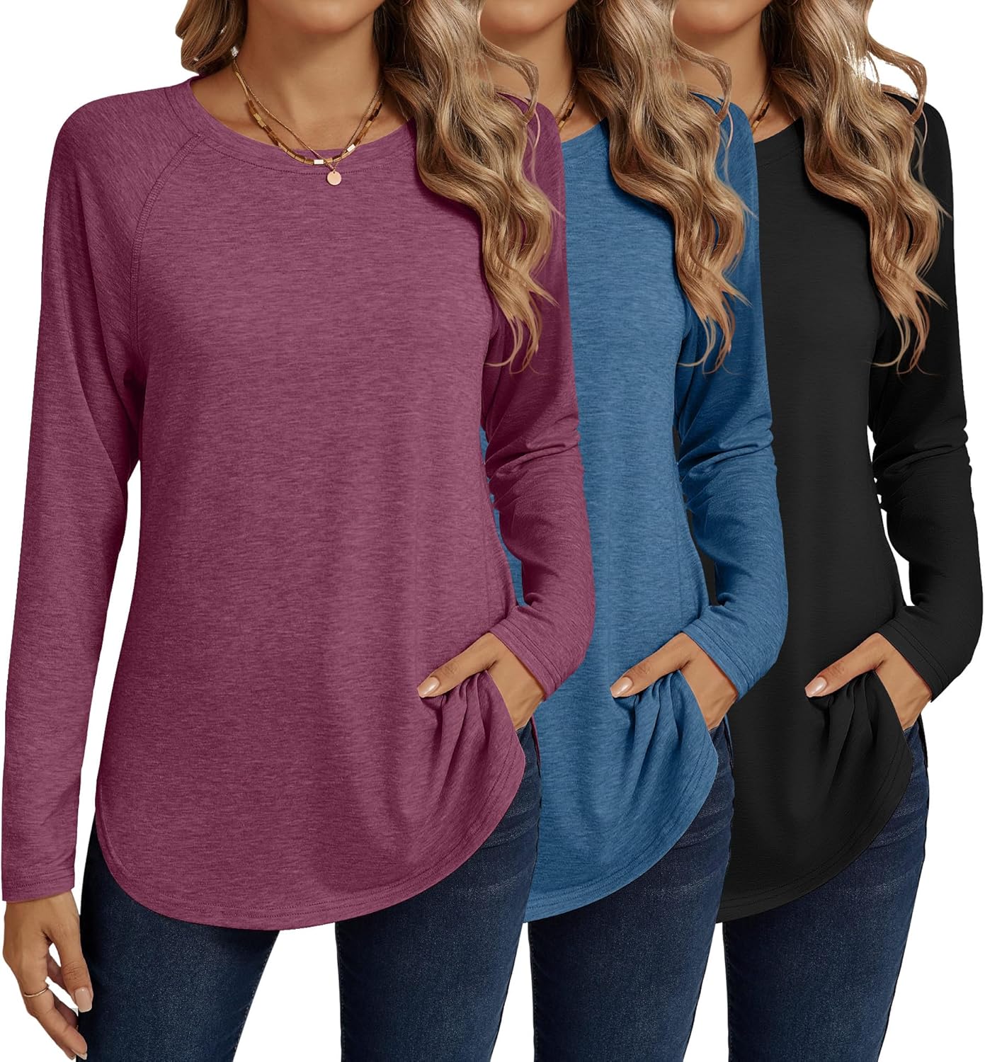 Ficerd Women's Long Sleeve T-Shirts for Casual Elegance