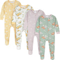 Gerber Baby Girls 4-Pack Footed Pajamas - Cozy Stretch Fit