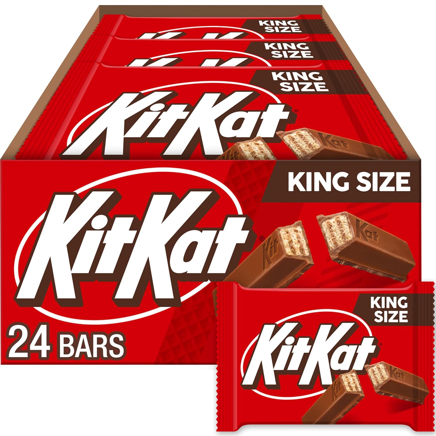 KIT KAT Milk Chocolate Wafer King Size Candy Bars, 24 Count