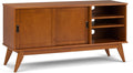 SIMPLIHOME Draper Solid Hardwood 60 in Mid Century TV Stand - Teak