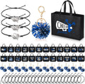 72 Pcs Cheerleading Gifts Set with Bags, Pom Pom Keychains & Bracelets