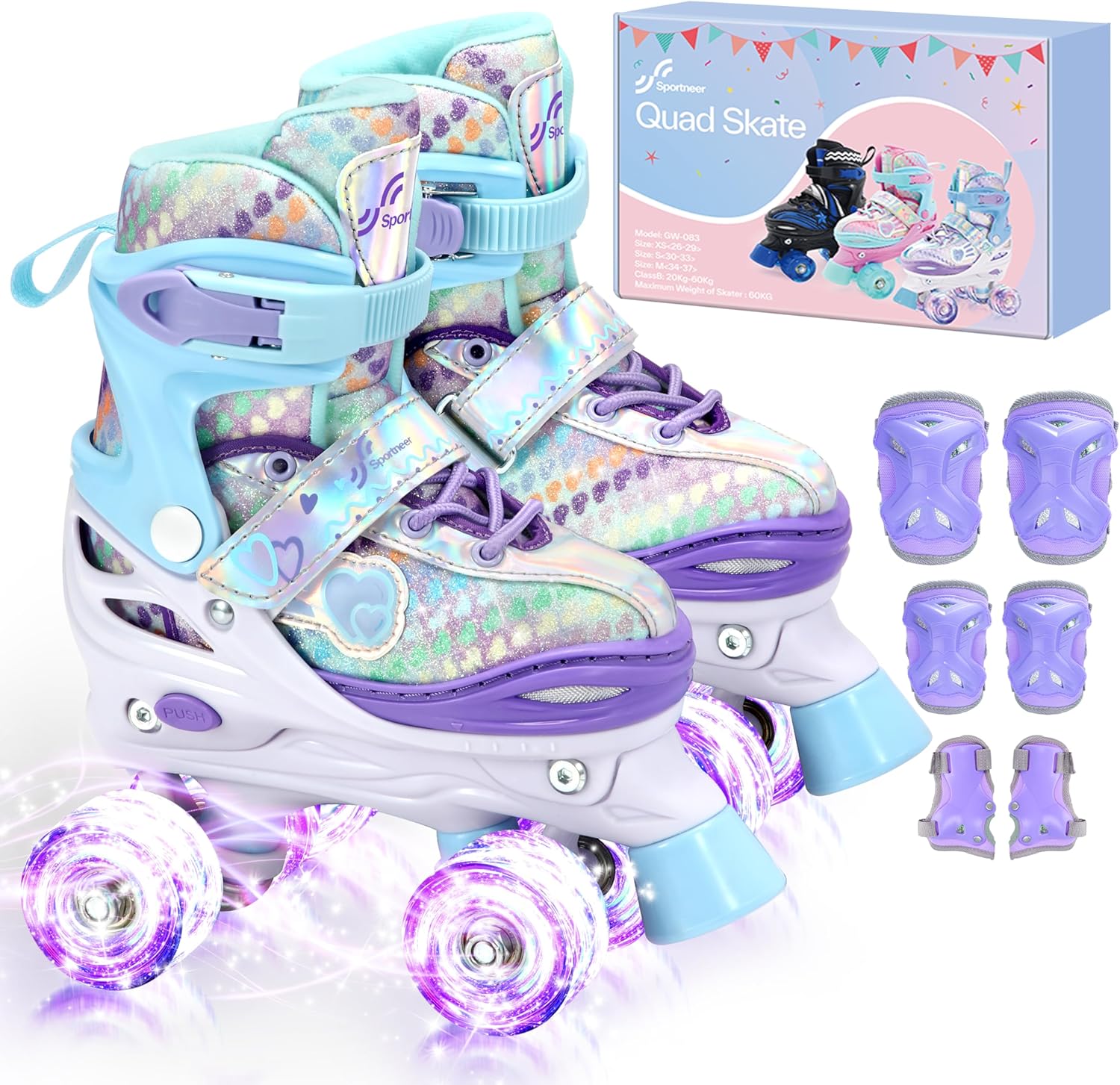 Sportneer Kids Roller Skates with Light Up Wheels for Fun