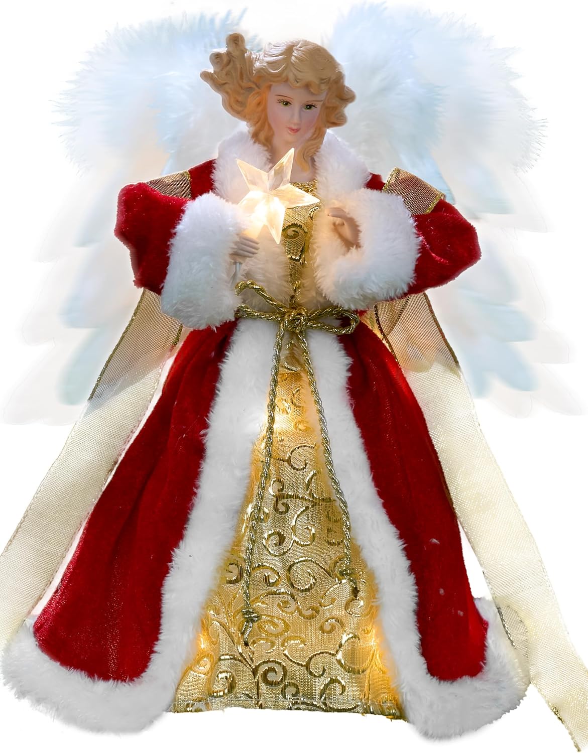 Moving Angel Tree Topper with Lights and Flapping Wings