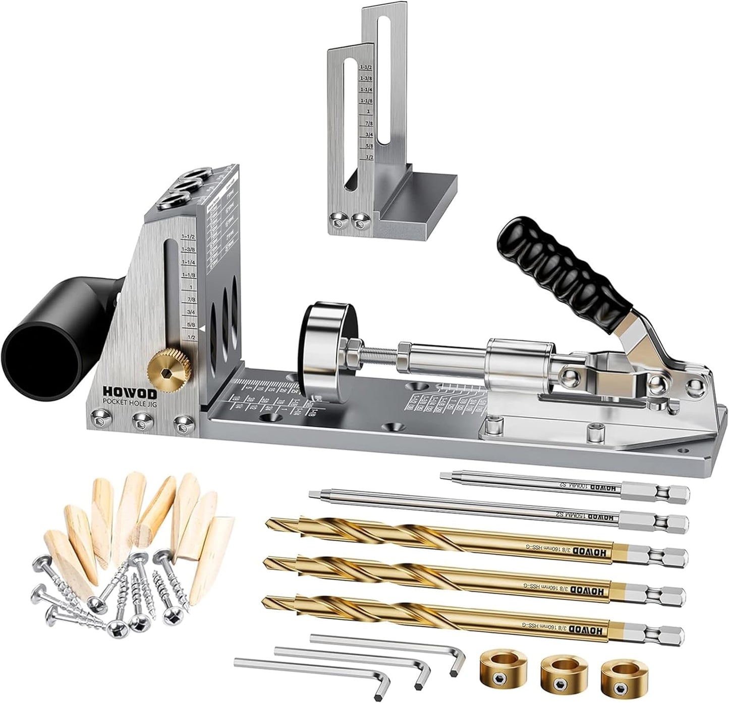 Professional Pocket Hole Jig Kit with Durable Titanium Drill Bits
