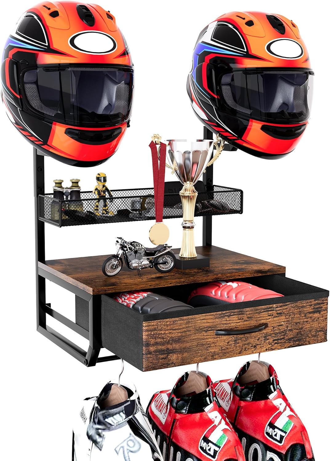 TQVAI Helmet Holder Wall Mount for Motorcycle Gear Storage