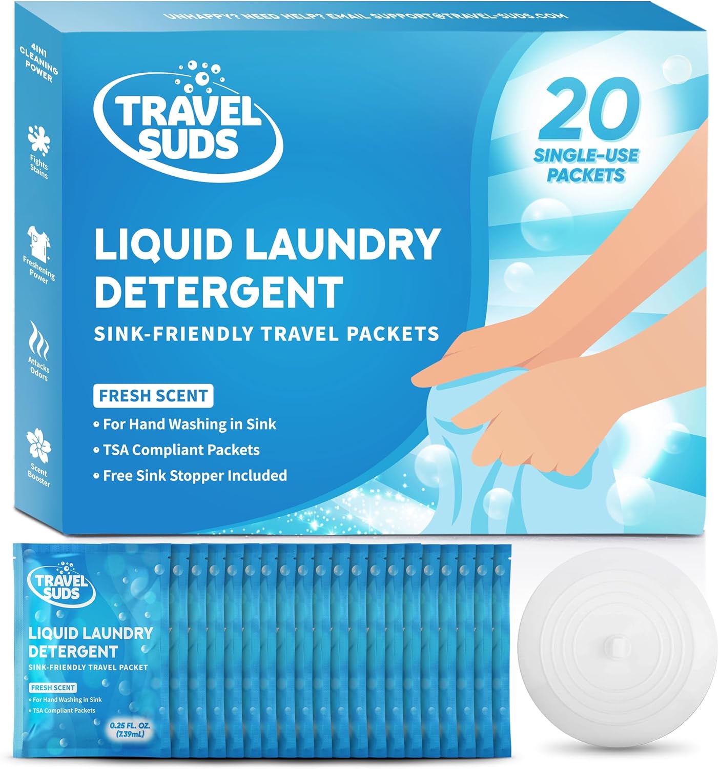 TravelSuds Laundry Detergent Packets | Hand Wash Anywhere!