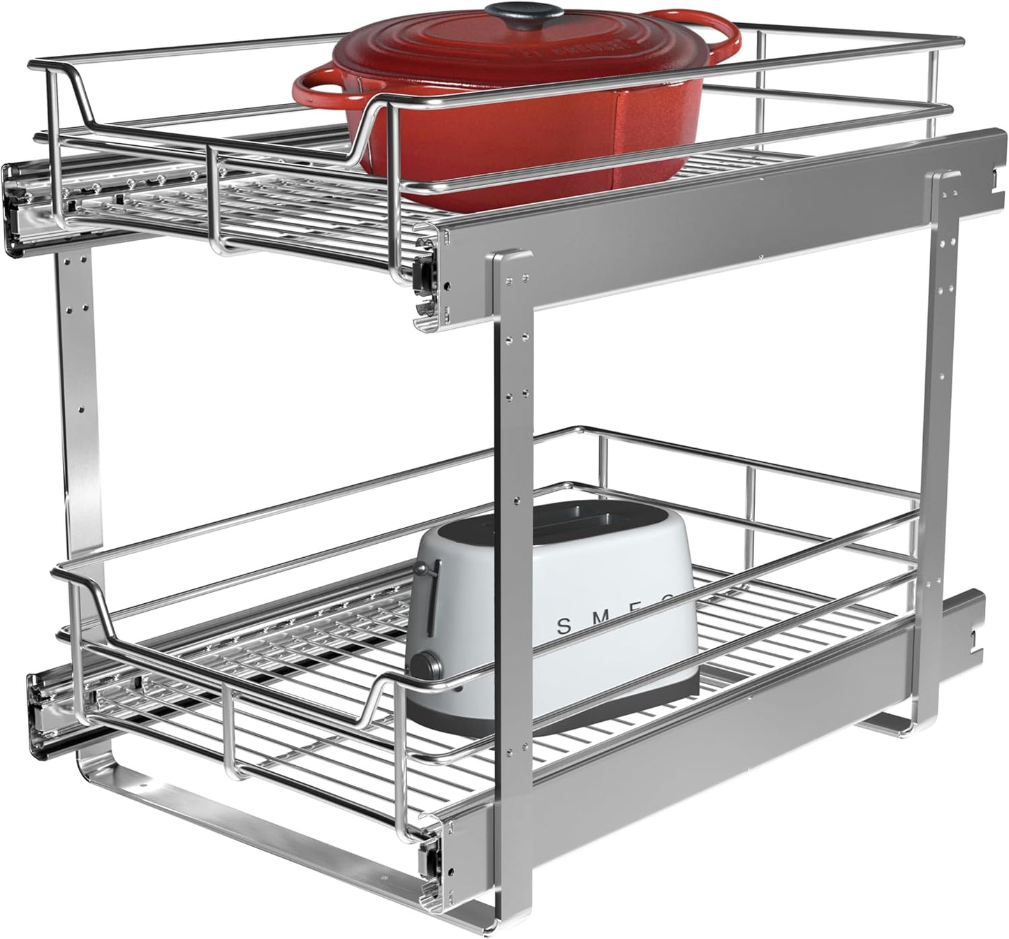 2 Tier Pull Out Cabinet Organizer for Kitchen Pantry Storage