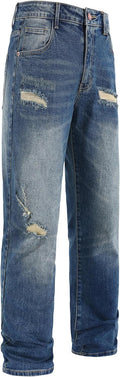 Men's Stretch Regular Fit Straight-Leg Cotton Denim Jeans (Style 63FV)