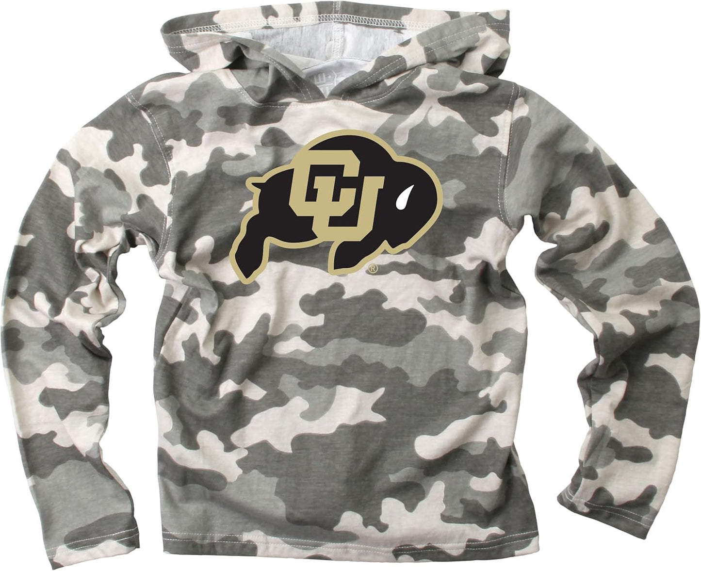 Wes and Willy Kids College Team Camo Long Sleeve Hooded T-Shirt