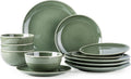AmorArc Ceramic Dinnerware Set for 4, 12 Pieces - Jade Green