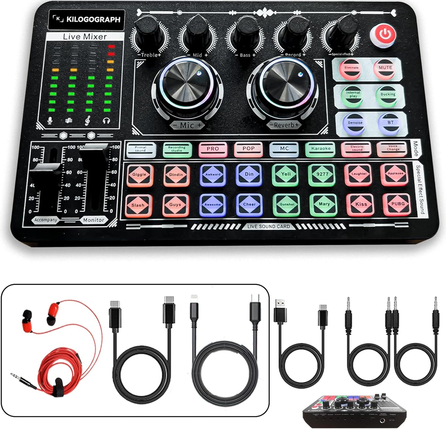 Podcast Sound Board Mixer for Beginners with Effects and Cables