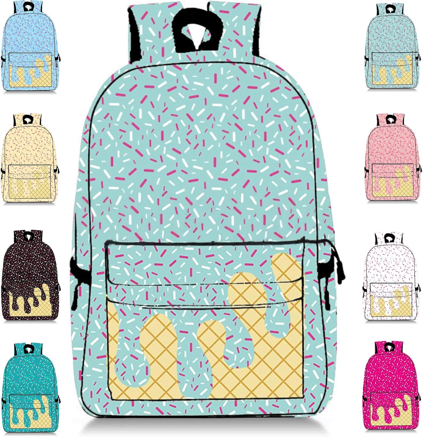 Drip Backpack for Boys Girls, Kawaii Shoulder Bagpacks Light Green