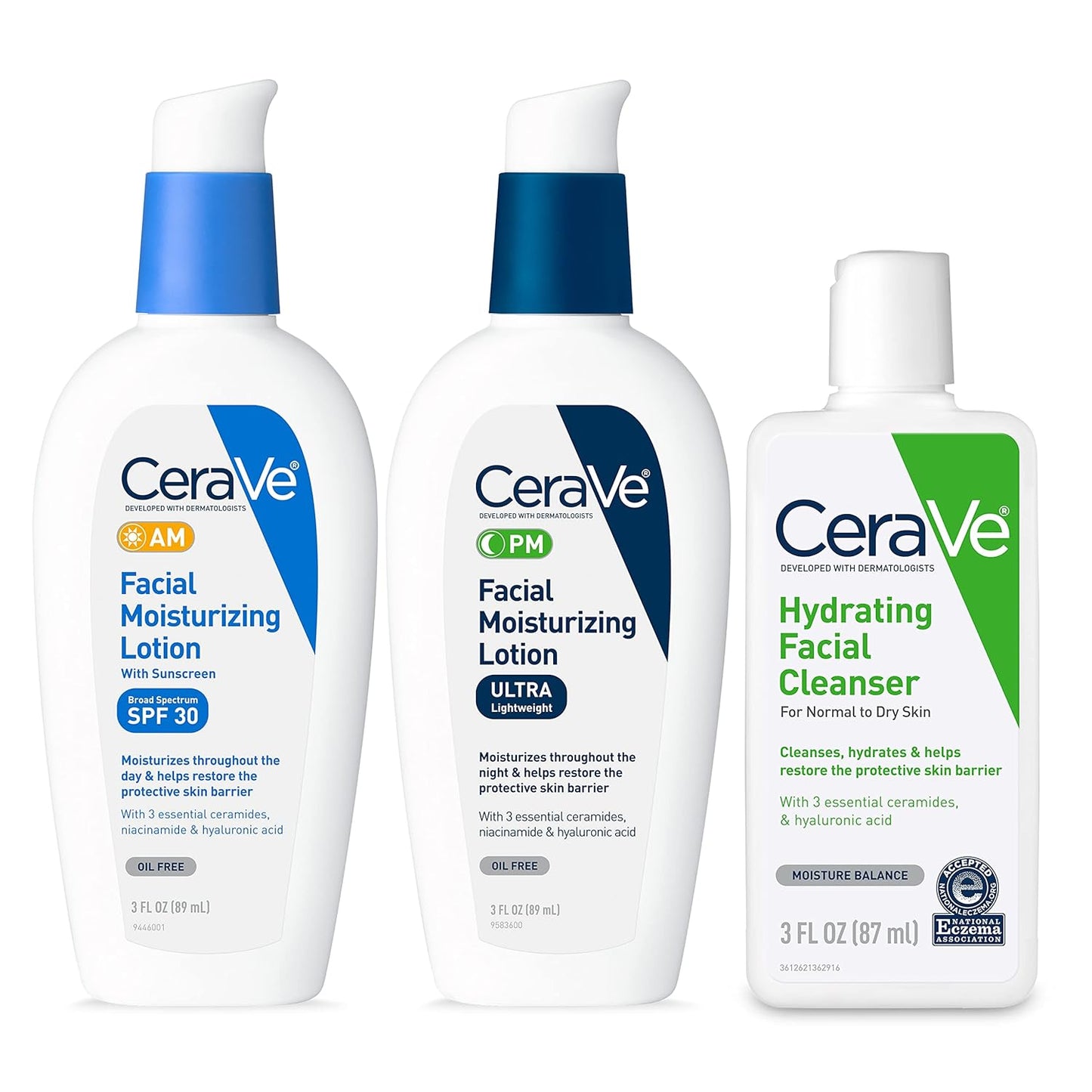 CeraVe AM & PM Face Moisturizer with Hydrating Cleanser Set