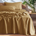 King Size Rust Linen Sheets 100% French Pure Linen - 4 Piece Set