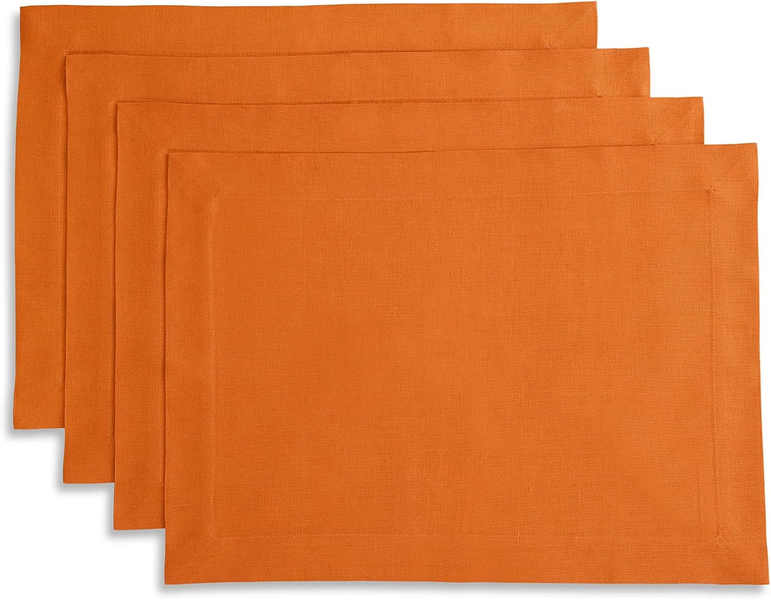 Persimmon Orange Linen Placemats Set of 4 for Fall Decor
