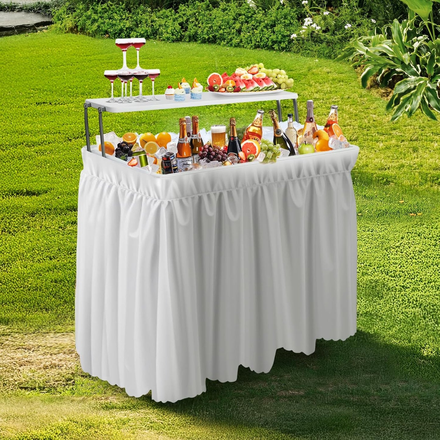 VINGLI Ice Table with Extra Storage Shelf for Events & Parties