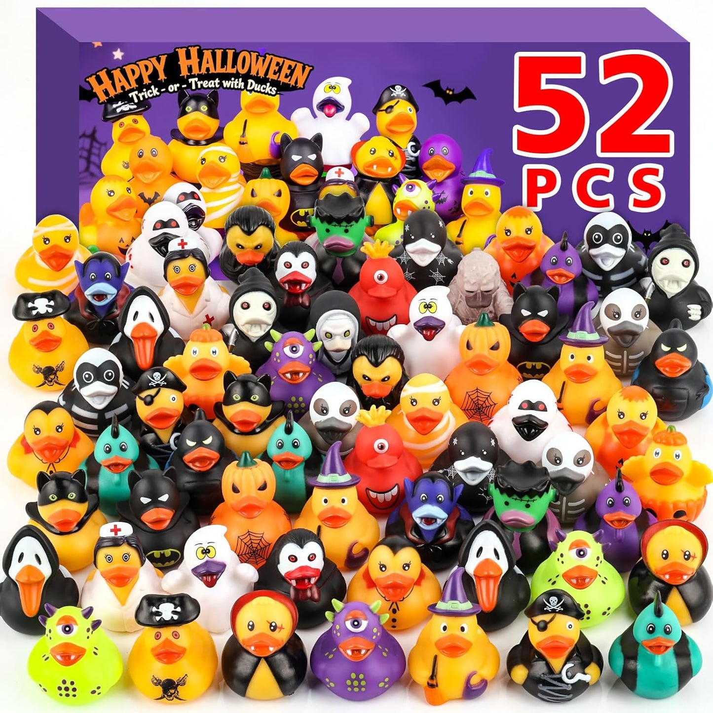 52 Pcs Halloween Rubber Ducks for Party Favors and Fun