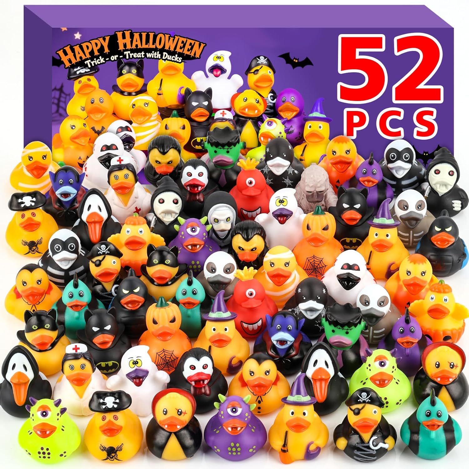 52 Pcs Halloween Rubber Ducks for Party Favors and Fun
