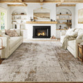 8x10 Washable Area Rug Brown Grey Neutral Abstract - Low Pile Comfort