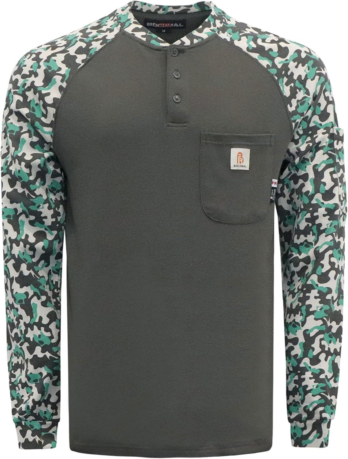 BOCOMAL FR Shirts Flame Resistant Henley for Industrial Safety