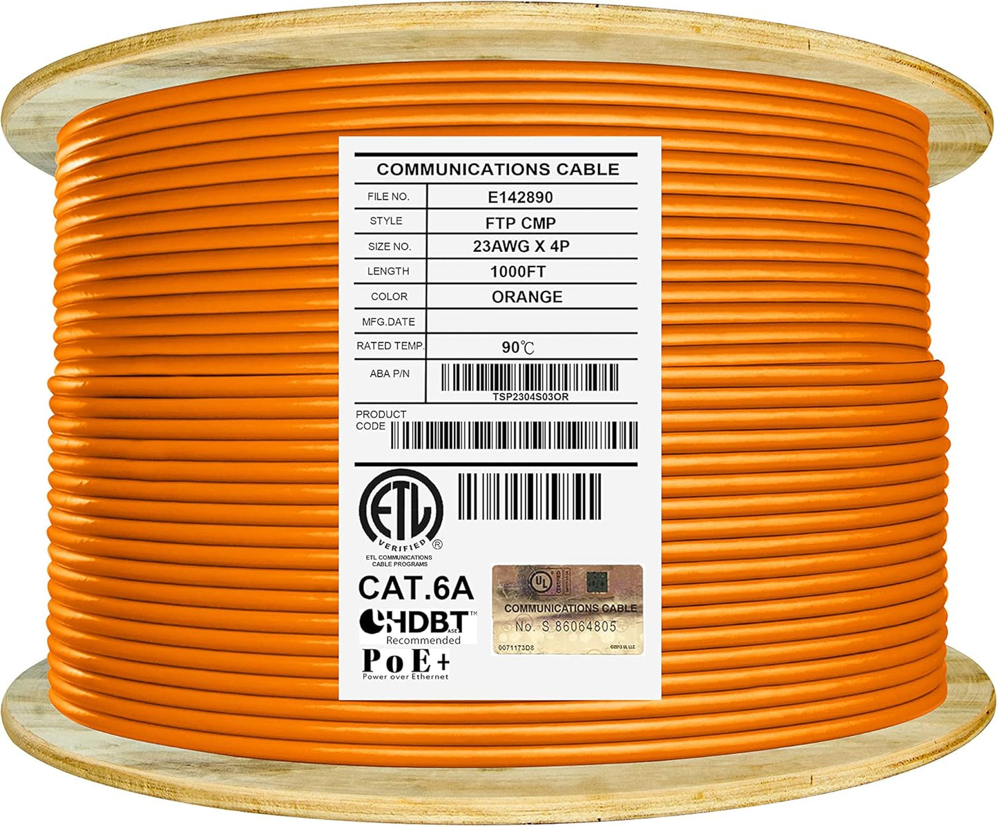 Elite Cat6A Shielded Plenum 1000ft Bulk Ethernet Cable Reel