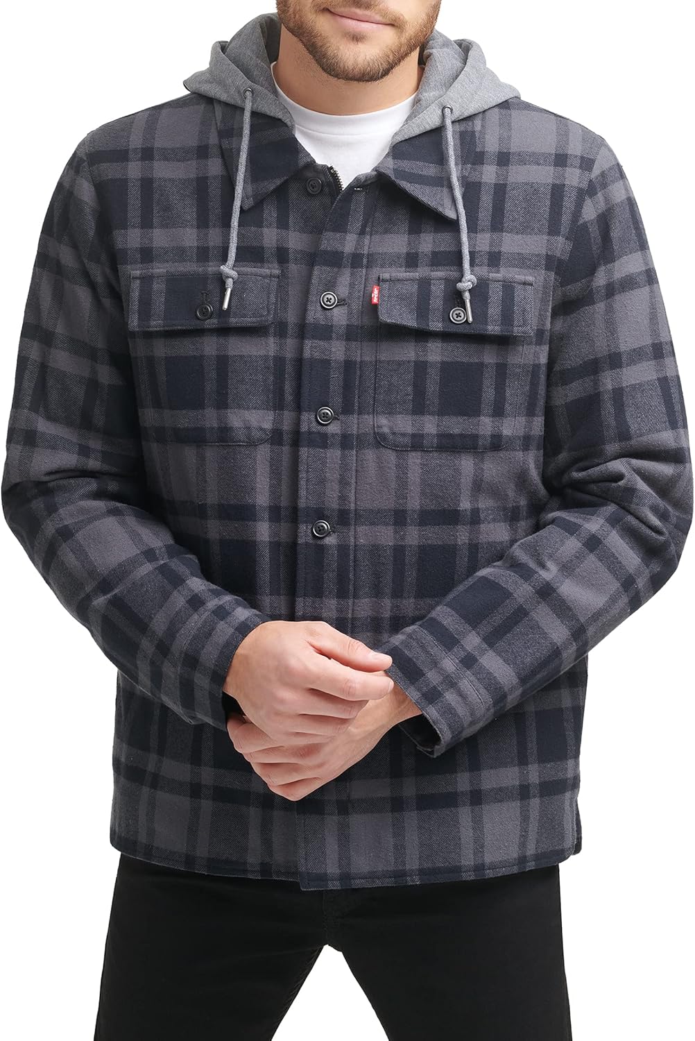 Levi's Plaid Sherpa Lined Hooded Shirt Jacket for Men