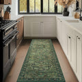 Traditional Medallion 2x8 Dark Green Runner Rug for Hallways