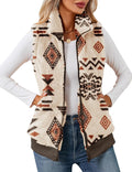 LOMON Womens Fuzzy Fleece Vest - Cozy Sleeveless Zip Up