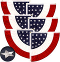 USA Pleated Fan Flag 2x2ft 3 Sets - Embroidered Star Center Bunting