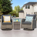 3 Pieces Patio Furniture Set with Swivel Rocker Chairs - Comfortable