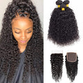 12A Brazilian Curly Bundles with 4ftin Closure - Natural Curly Weave