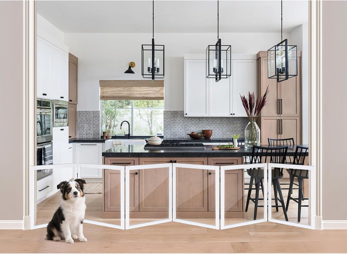 LZRS Extra-Wide Clear Dog Gate for Stylish Indoor Pet Safety
