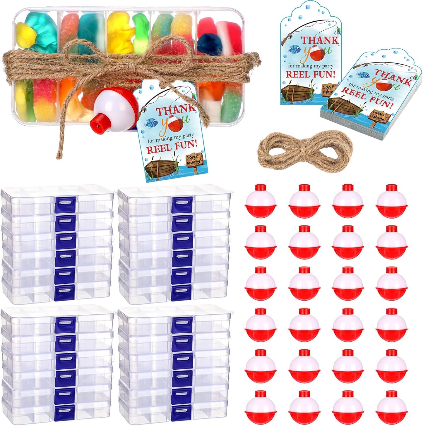 Fishing Party Favors Set with Tackle Boxes and Thank You Cards