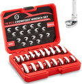 AKM 3/8ft Drive Crowfoot Wrench Set, 18-Piece - Durable Flare Nut Set