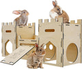 HIIMALEX Extra Large Wooden Bunny Castle House - Sturdy Multi-Story