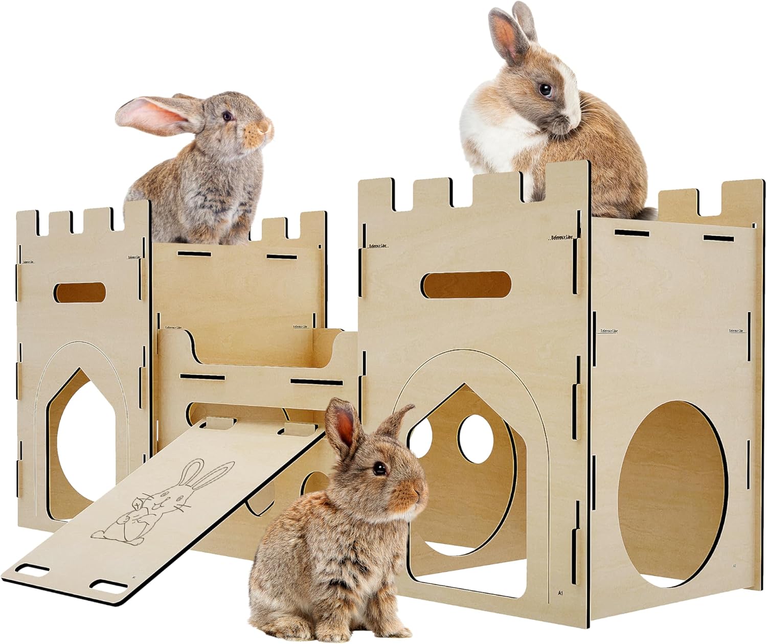 HIIMALEX Extra Large Wooden Bunny Castle for Happy Pets