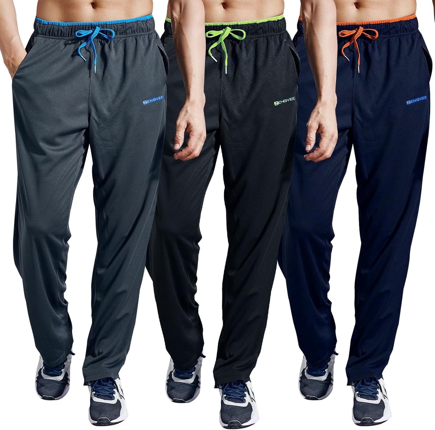 ZENGVEE Men's Sweatpants with Zipper Pockets for Gym Use
