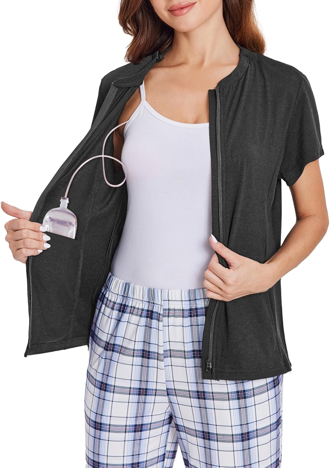 Deyeek Mastectomy Shirts with Drain Pockets for Recovery