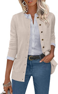 ANRABESS Women's Crewneck Button Down Cardigan - Soft Knit Casual