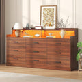 Modern 9 Drawer Dresser with Power Outlet and LED Light