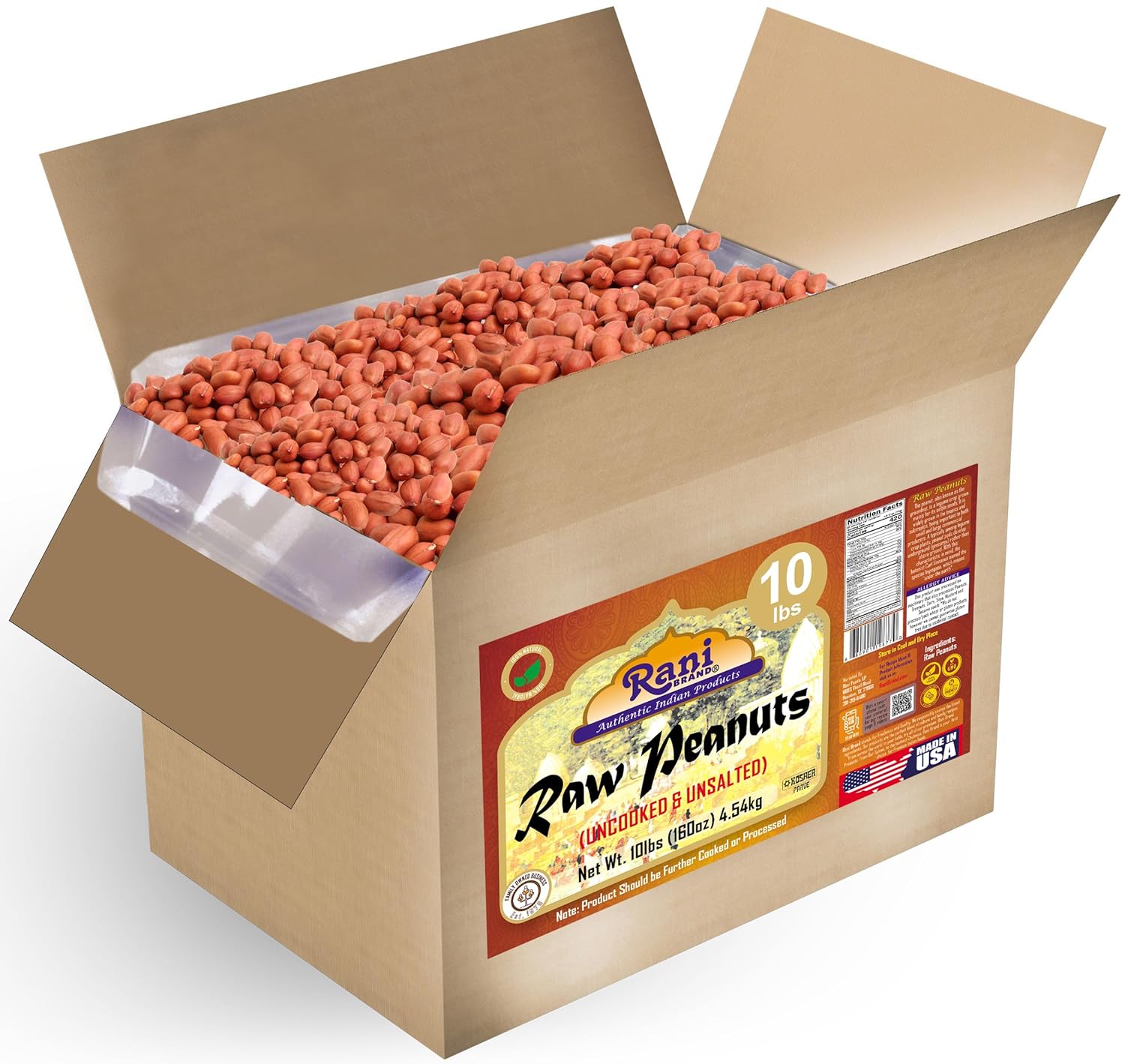 Rani Peanuts Raw Whole With Skin 10lbs All Natural Vegan Kosher