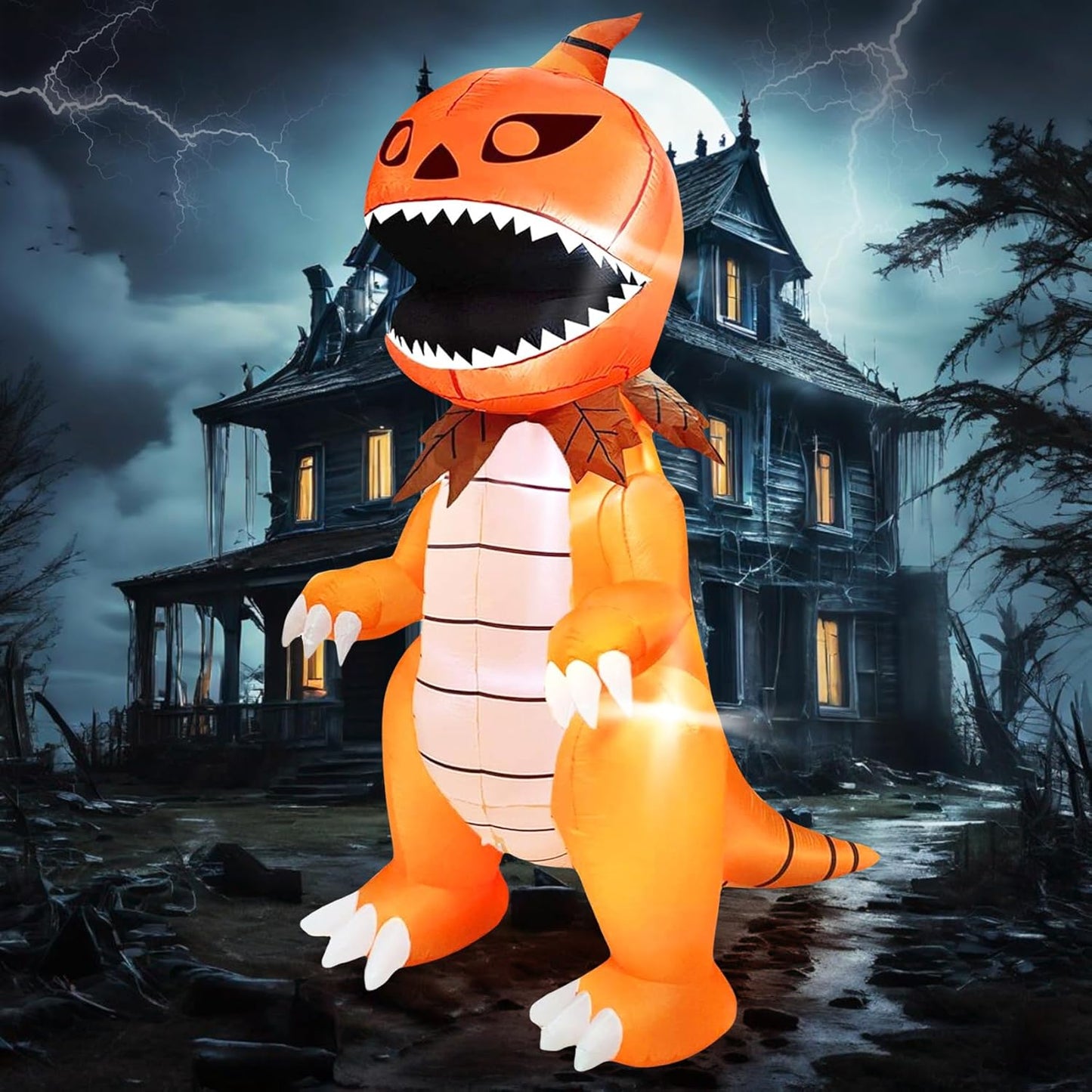 Giant Halloween Inflatable Pumpkin Dinosaur for Spooky Decor