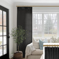 Gothic Black Sheer Curtains 90 in Long Pinch Pleated - Elegant Light