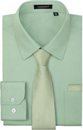 Mens Dress Shirt with Tie Pocket Square Set - Classic Button Down