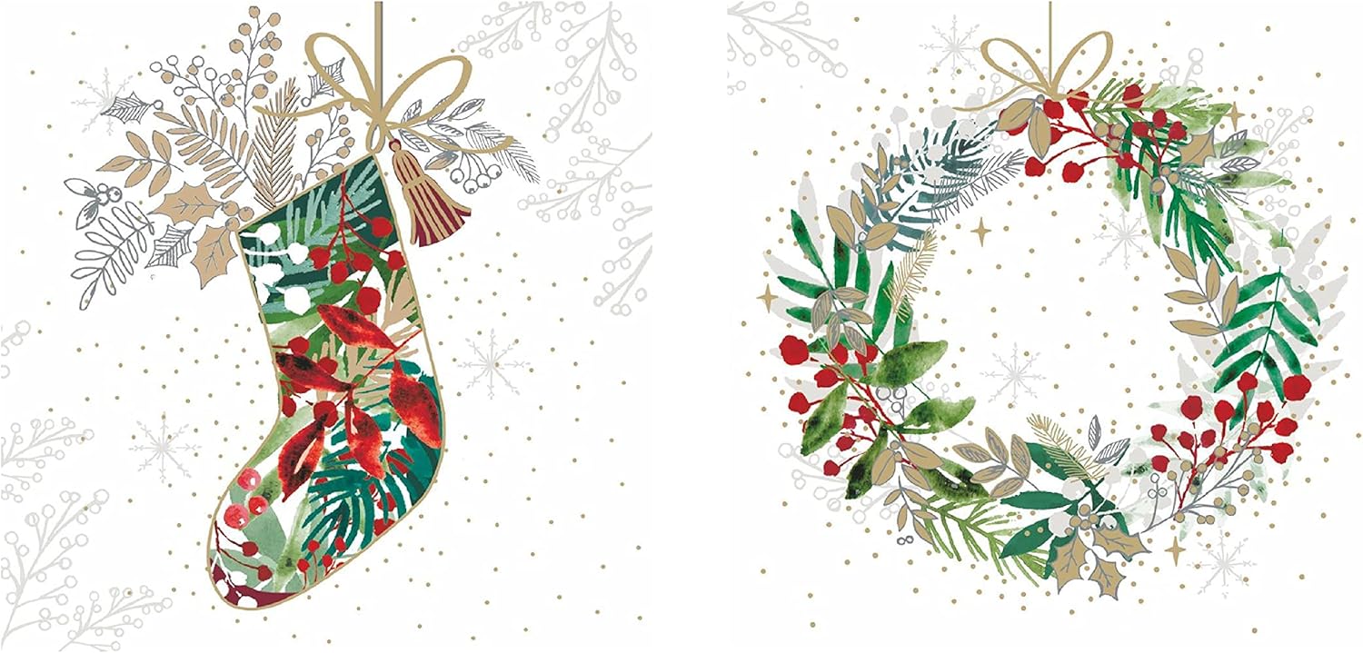 Holiday Cheer Cocktail Napkins Set: Festive Designs | 40 Count, 5-Inch