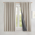 NICETOWN Natural Linen 100% Blackout Short Curtains 52in x 48in - Cafe