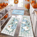 Buffalo Plaid Pumpkin Kitchen Rugs Set of 3 for Non-Slip Fall Decor